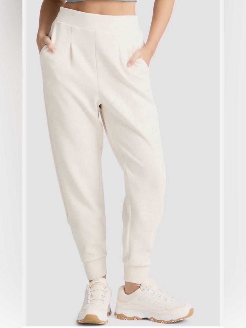 AVIA ScubaKnit Pleat Joggers with Pockets SIZE XL NWT Color- Wheat Heather - Picture 2 of 9